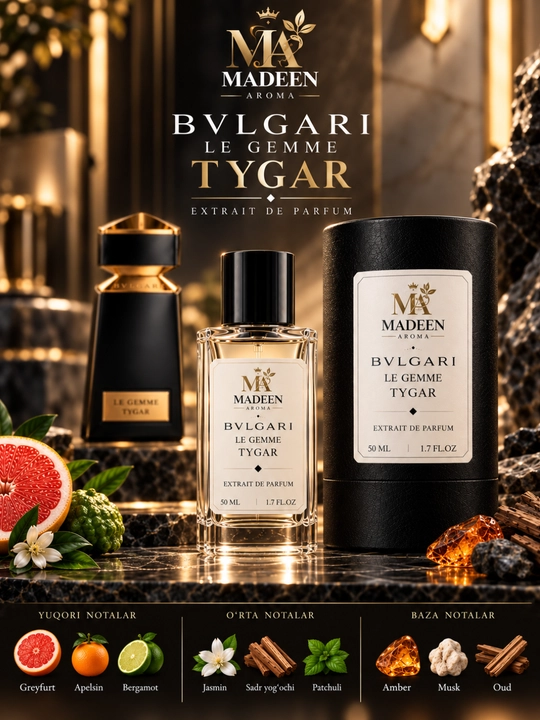 Erkaklar va ayollar uchun atirlar: Symphony, Imagination, Creed Aventus, Bvlgari Tygar, Feramon