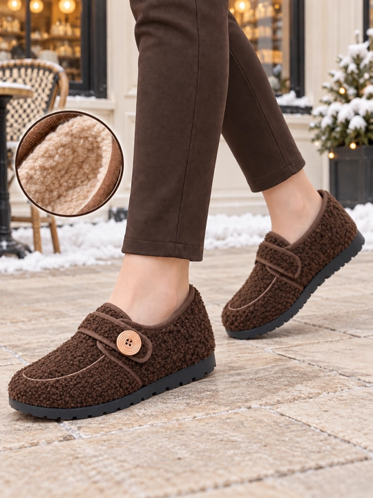 Ayollar uchun issiq loferlar, DIMORE TeddyStep, mo’ynali va yopishqoq tasmali, 36-41