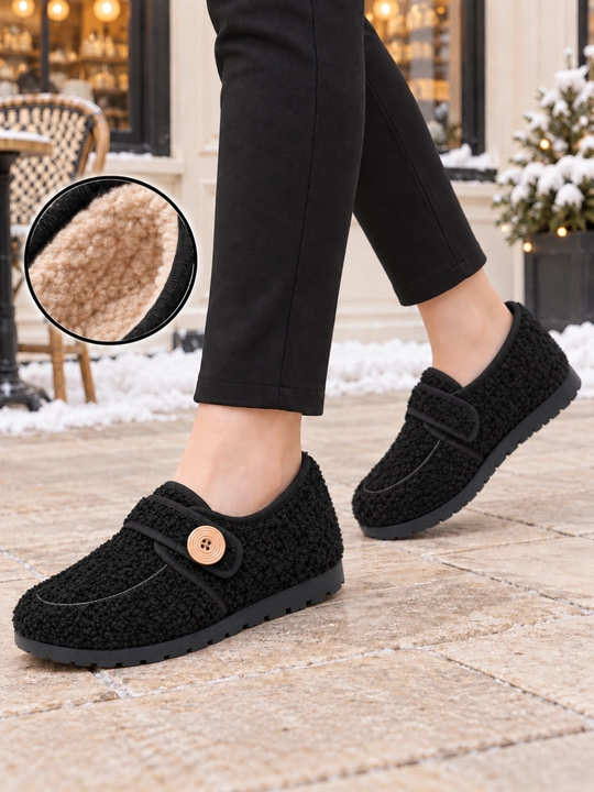 Ayollar uchun issiq loferlar, DIMORE TeddyStep, mo’ynali va yopishqoq tasmali, 36-41