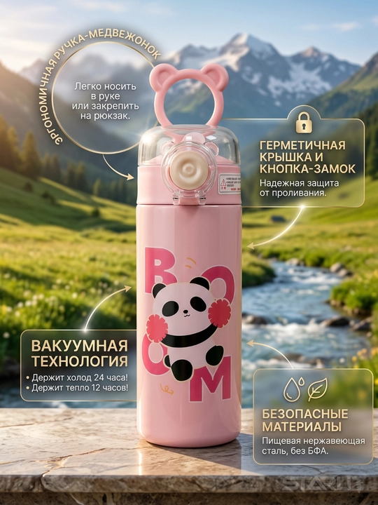 Детская бутылка для воды 500 мл, школьная бутылочка с принтом, для девочек и мальчиков