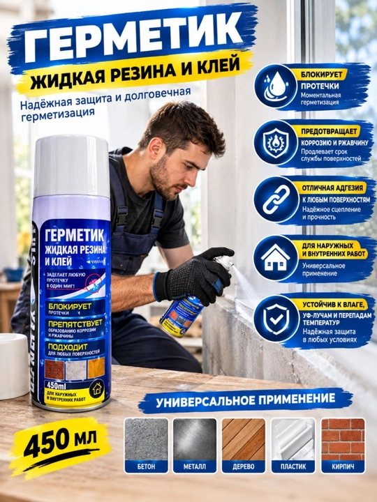 Жидкий резиновый герметик, водонепроницаемый - 