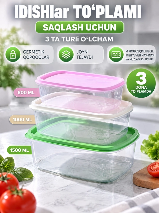 Пластиковые контейнеры для хранения еды и продуктов, набор из 3-х и 7 штук