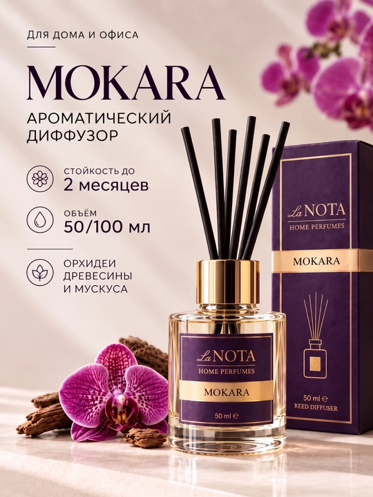 Диффузор для дома La NOTA, ароматизатор, освежитель воздуха с палочками, 50/100 мл - 