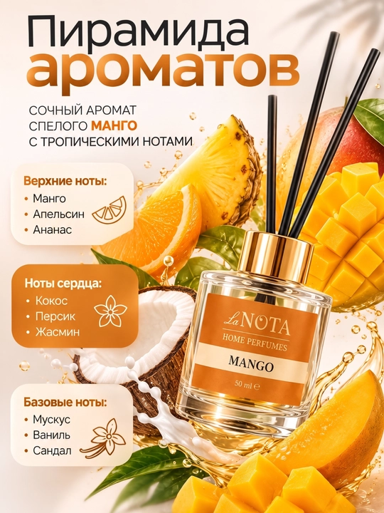 Uy uchun diffuzor La Nota, aromatizator, havo tozalagich tayoqchalar bilan, 50/100 ml