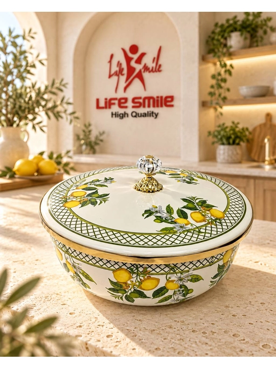 Emalli tog‘ora qopqoqli, oshxona idishi, Life Smile, 29 sm, 6 litr - 