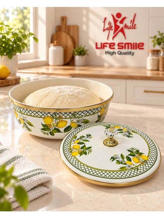 Эмалированный таз с крышкой, кухонная посуда, Life Smile, 29 см, 6 л