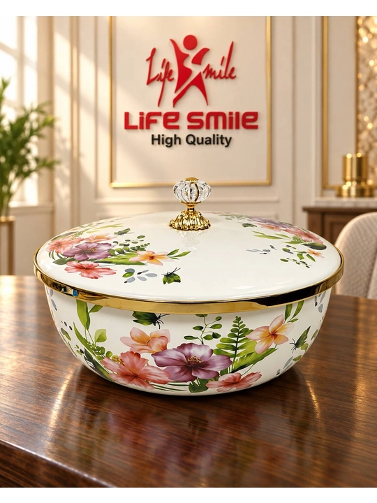 Emalli tog‘ora qopqoqli, oshxona idishi, Life Smile, 29 sm, 6 litr - 