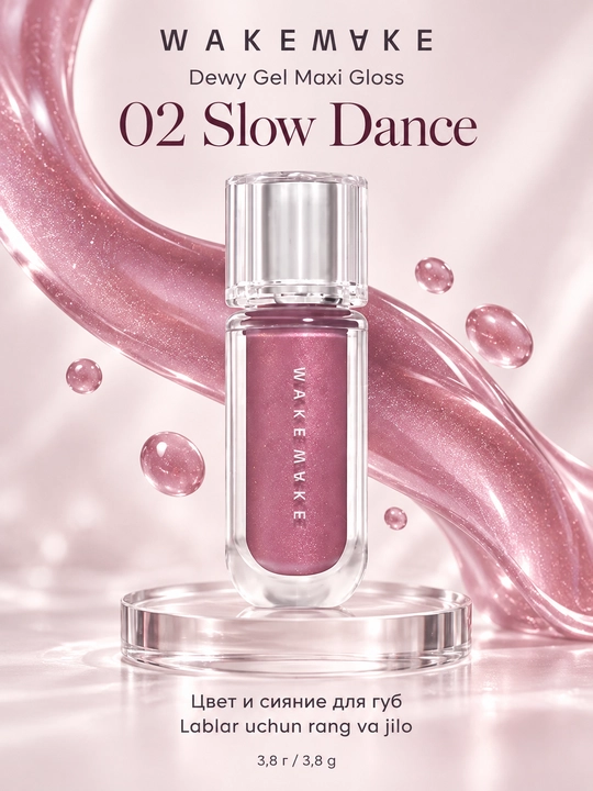 Lab uchun blesk WAKEMAKE Dewy Gel Maxi Gloss, 7 ta tus, 3,8 g - 