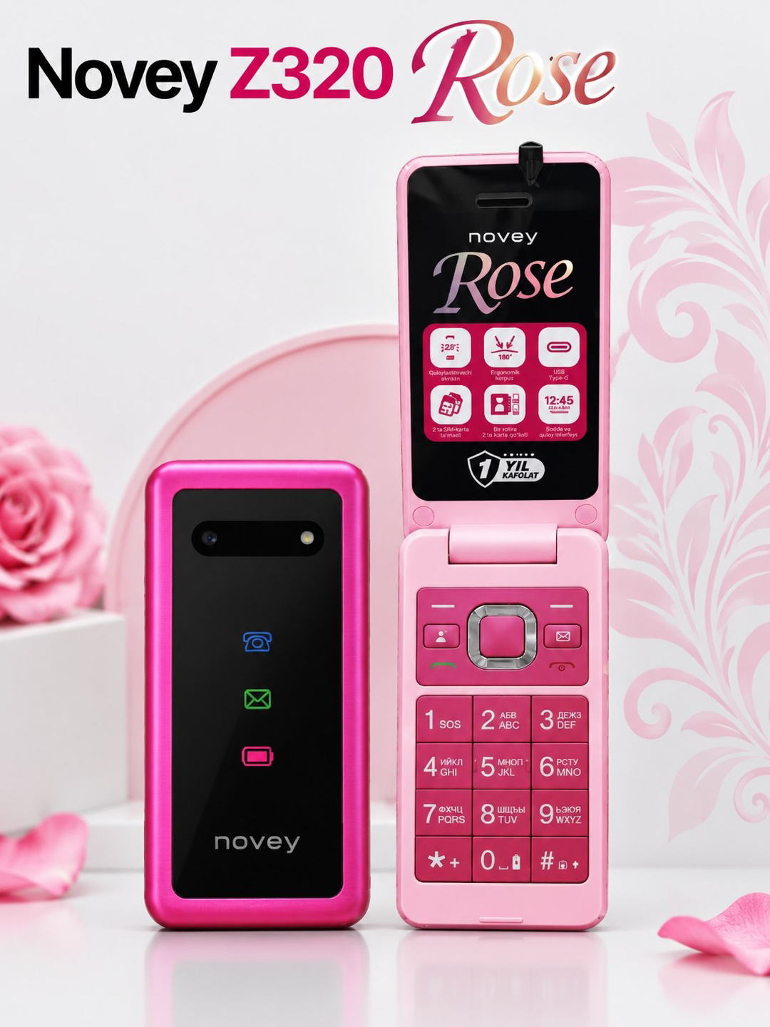 Телефон Novey Z320 Rose Barbie специально для девочек и женщин