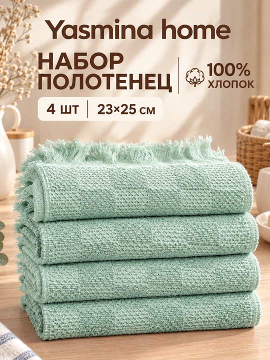 Набор кухонных полотенец, комплект из 2,4,6 полотенец для рук, размер 23х25 см - 