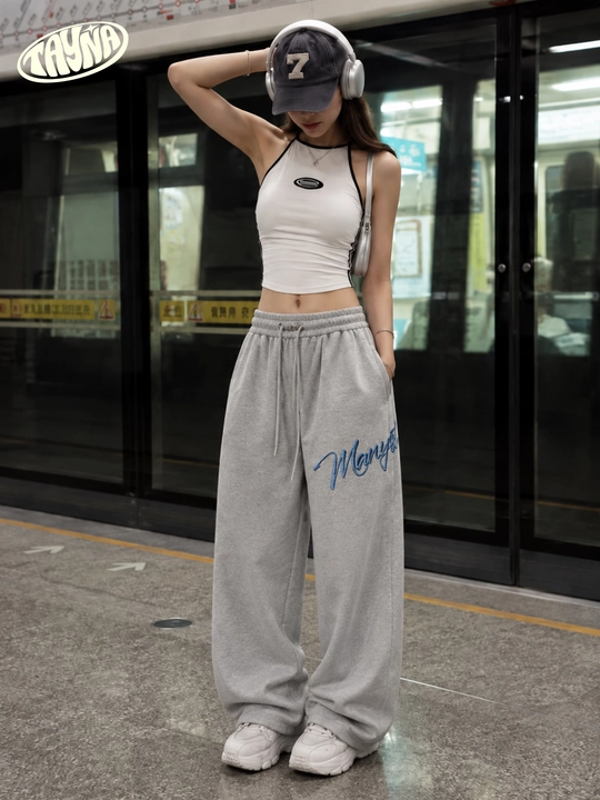 TAYNA Ayollar uchun oversayz shimlar, jogger shim ayollarga, keng sport shim baggy jogger