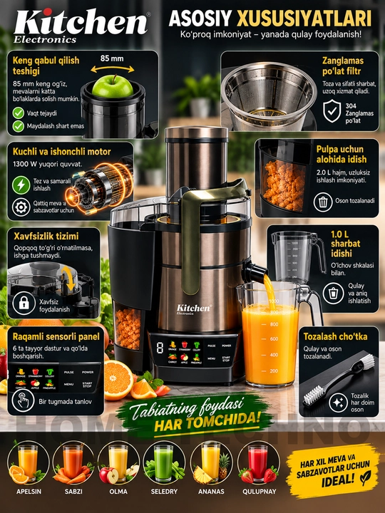 Professional katta sharbat chiqargich Kitchen Electronics J700, 1000Vt