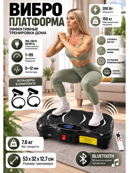 Vibroplatforma uy uchun KECHITE boshqaruv pulti, LED-displey, espanderlar+Bluetooth - 