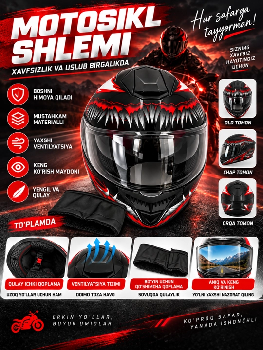 AXK moto shlem – mototsikl va skuter uchun himoya kaskasi