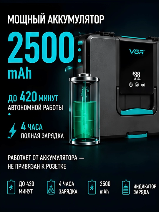 Электробритва VGR-V640 S3, беспроводной портативный шейвер набор с металлическим корпусом