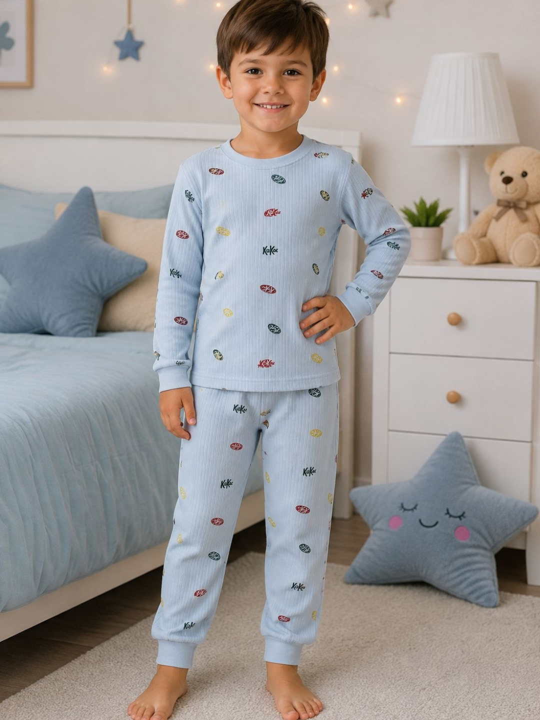 Детский пижамный комплект из хлопка для мальчиков Осень – Мягкая домашняя одежда - 