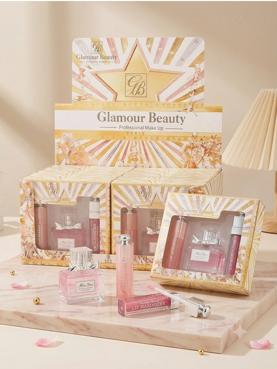 Подарочный набор косметики и парфюмерии Glamour Beauty, духи и блеск для гуbs - 