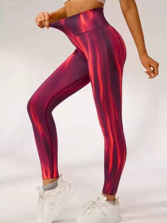 Леггинсы спортивные, лосины для фитнеса, Push-Up, Tie-dye, утягивающие, подчеркивает формы