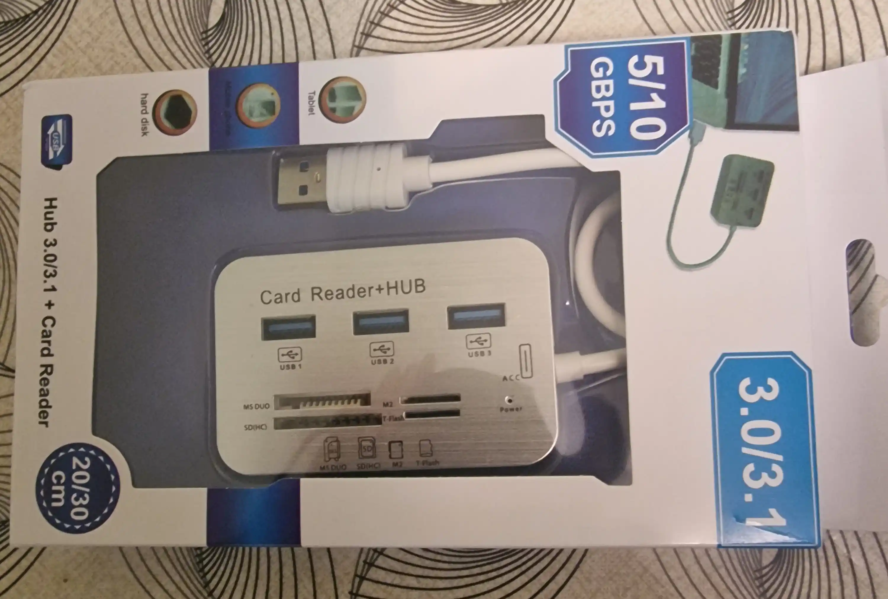 Картридер USB 3.0 переходник для флешкарт 5 в 1, USB HUB, USB 3.0