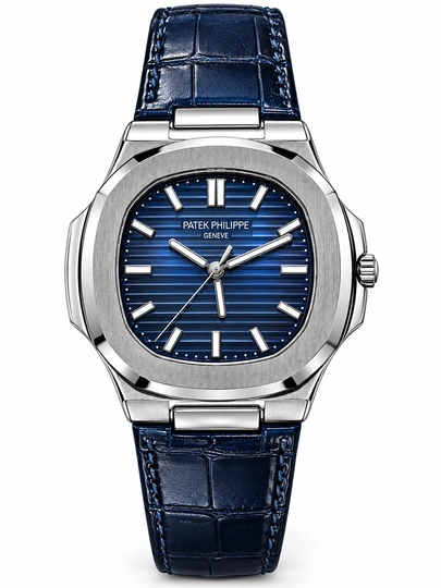 Erkaklar qo‘l soati Patek Philippe, klassik, charm remishokli, oq siferblat - 