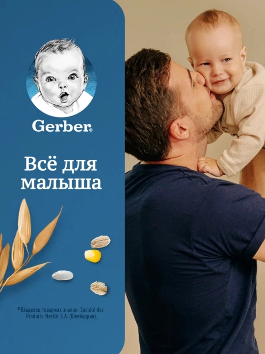Olma va qora olxo‘ri qo‘shilgan sutsiz ko‘p donli Gerber bo‘tqasi 6 oydan boshlab 180g