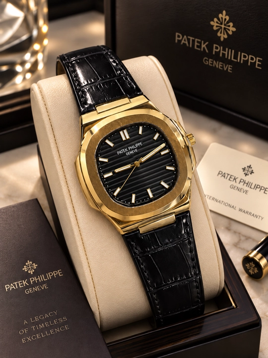 Мужские наручные часы Patek Philippe, классические, кожаный ремешок, белый циферблат