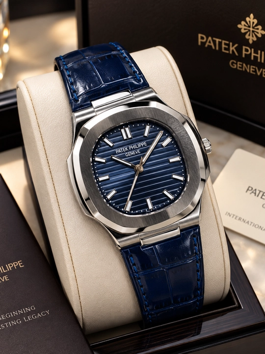 Erkaklar qo‘l soati Patek Philippe, klassik, charm remishokli, oq siferblat