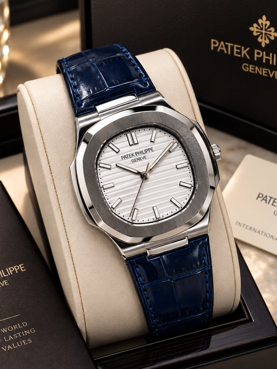 Erkaklar qo‘l soati Patek Philippe, klassik, charm remishokli, oq siferblat