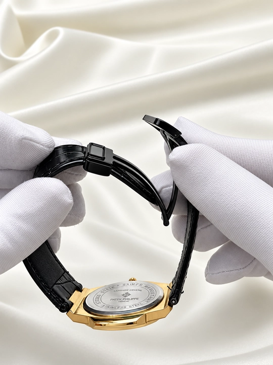 Мужские наручные часы Patek Philippe, классические, кожаный ремешок, белый циферблат