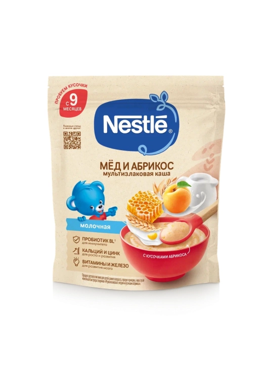 Каша Nestle сухая быстрорастворимая Мультизлаковая с мёдом и абрикосом с 9 мес. 200г