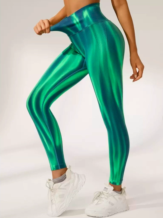 Леггинсы спортивные, лосины для фитнеса, Push-Up, Tie-dye, утягивающие, подчеркивает формы