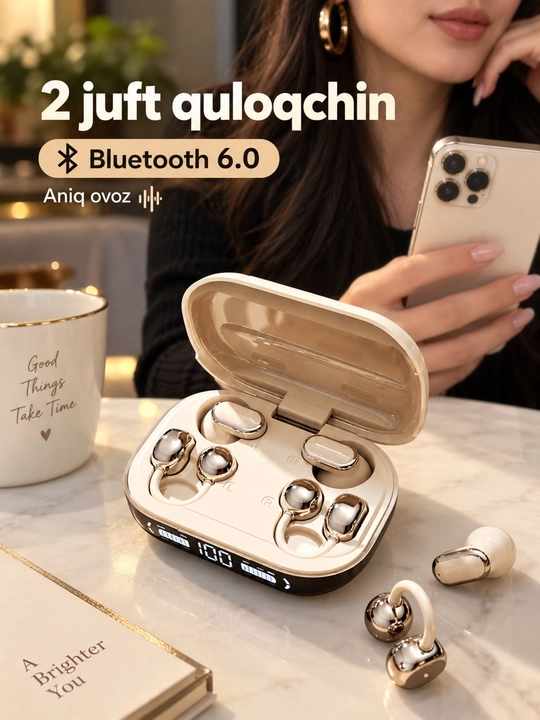 Simsiz TWS Bluetooth quloqchinlar to‘plami, zaryadlash qutisi va raqamli displey bilan