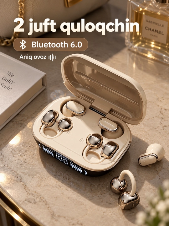 Simsiz TWS Bluetooth quloqchinlar to‘plami, zaryadlash qutisi va raqamli displey bilan
