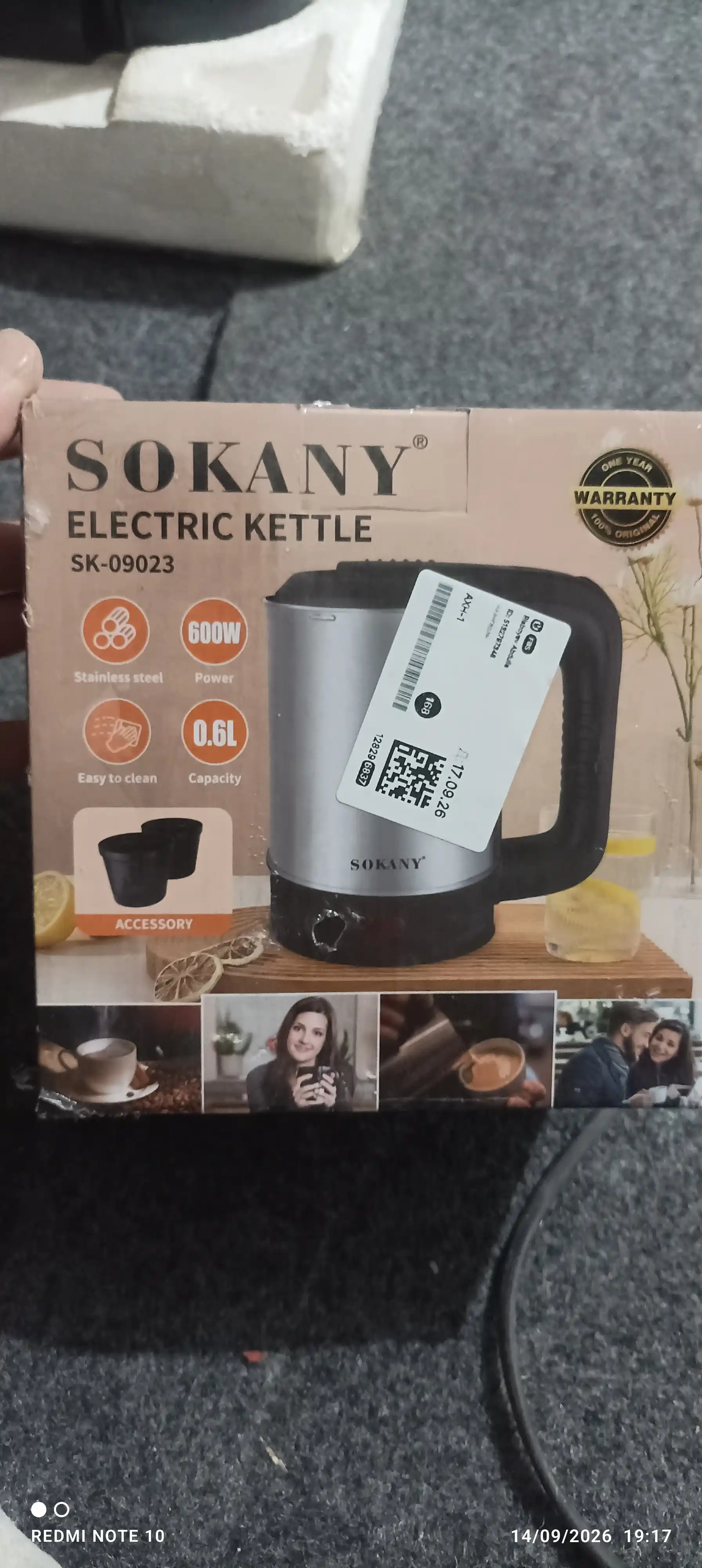 SOKANY SK-09100 elektr choynak, 1,8 l, 1500 Vt, tez qaynatish, 360° asos