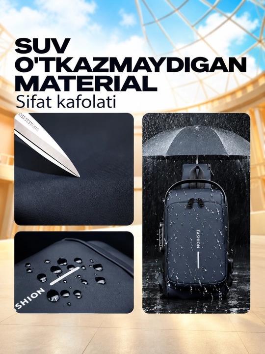 Erkaklar sumkasi, barsetka, bananka, qulfli va USB zaryadlovchi bilan, yelkama
