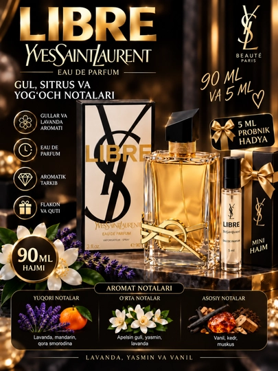 Ayollar uchun parfyumerya suvi Yves Saint Laurent Libre Eau de Parfum duhi, 90 ml  - 
