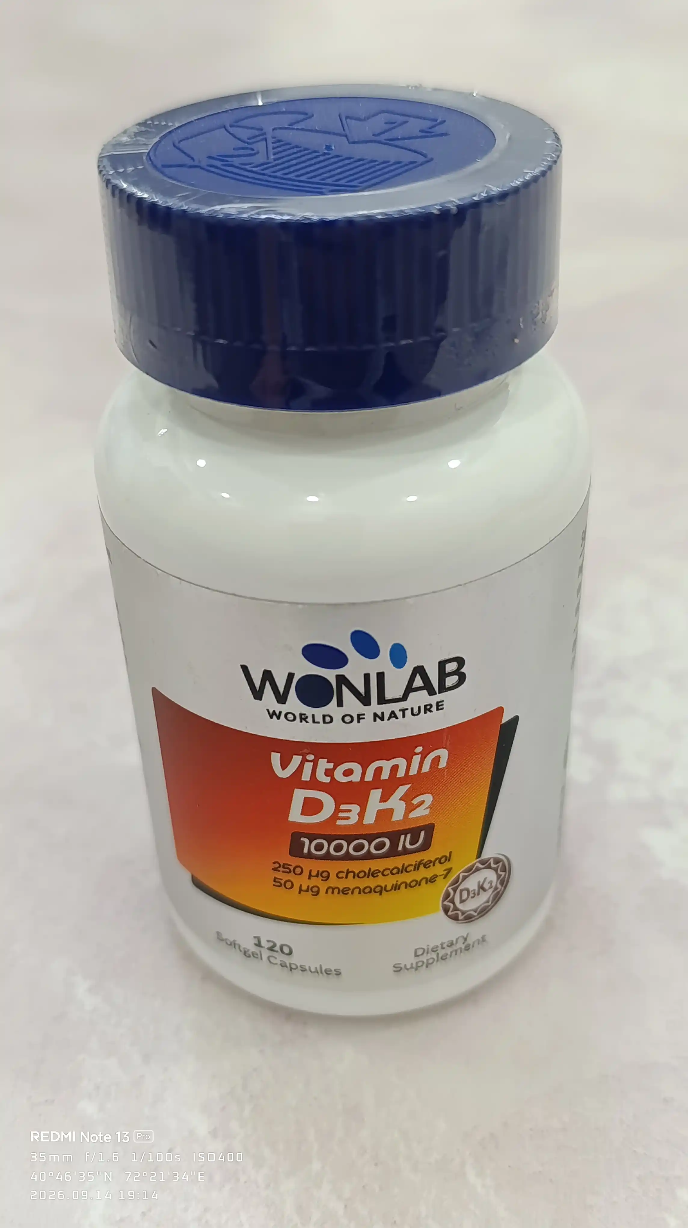 Wonlab Vitamin D3 K2 10000 МЕ, 120 мягкие капсулы