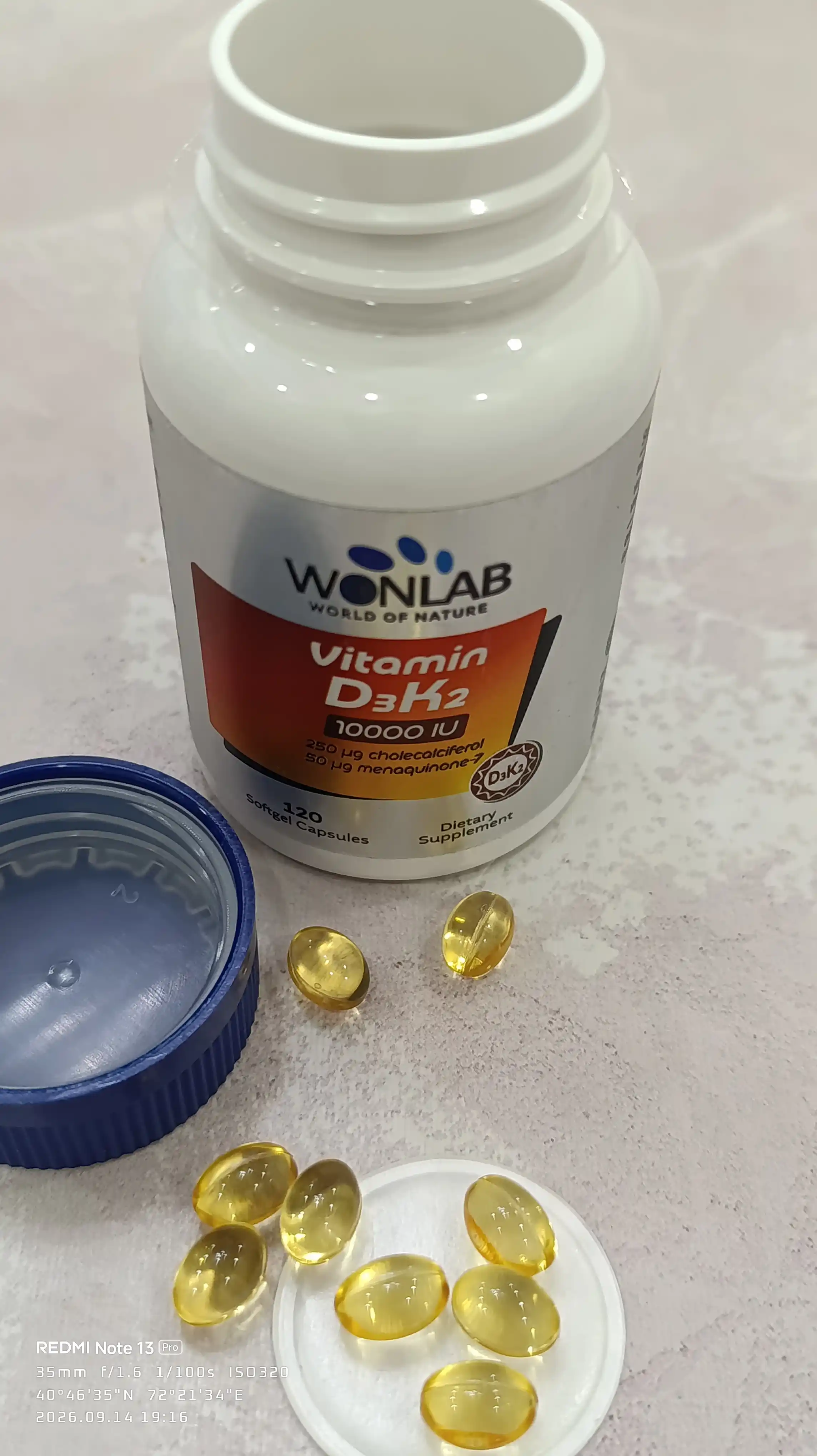 Wonlab Vitamin D3 K2 10000 МЕ, 120 мягкие капсулы