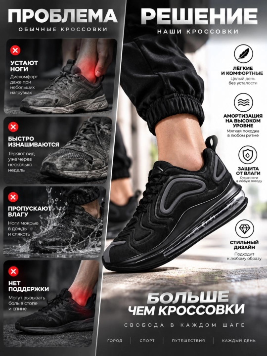 Erkaklar krossovkasi, sport oyoq kiyimi, kundalik krossovka, qora va oq, 40–44