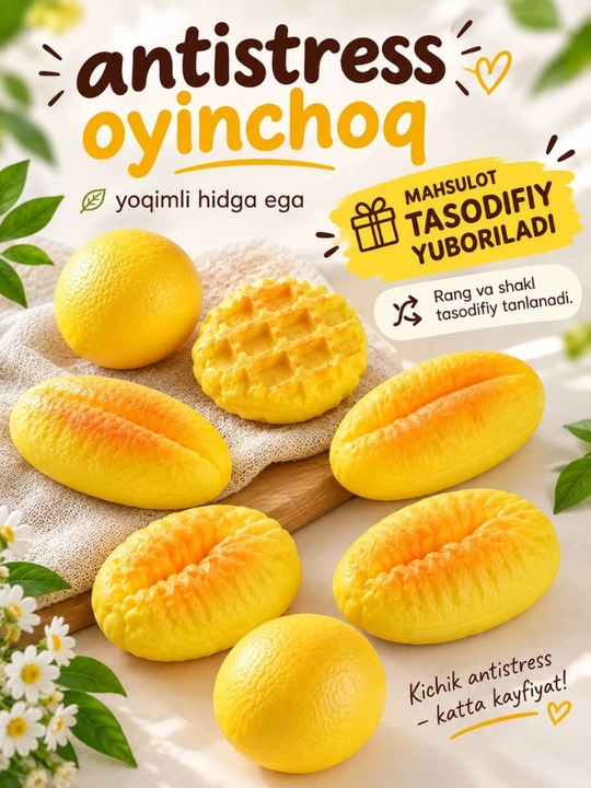 Skvish antistress o'yinchoq,stressga qarshi - 