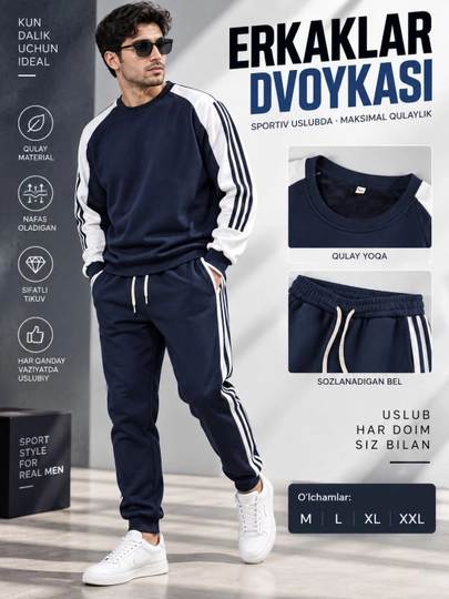 Erkaklar sport kostyumi, sportivka, ikki qismli to'plam