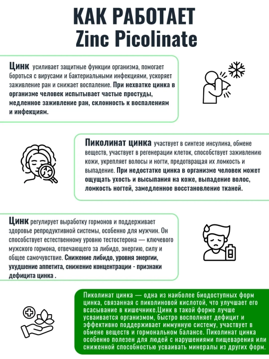 Цинк Пиколинат, Zinc Picolinate 15 mg, Thorne, 60 капсул
