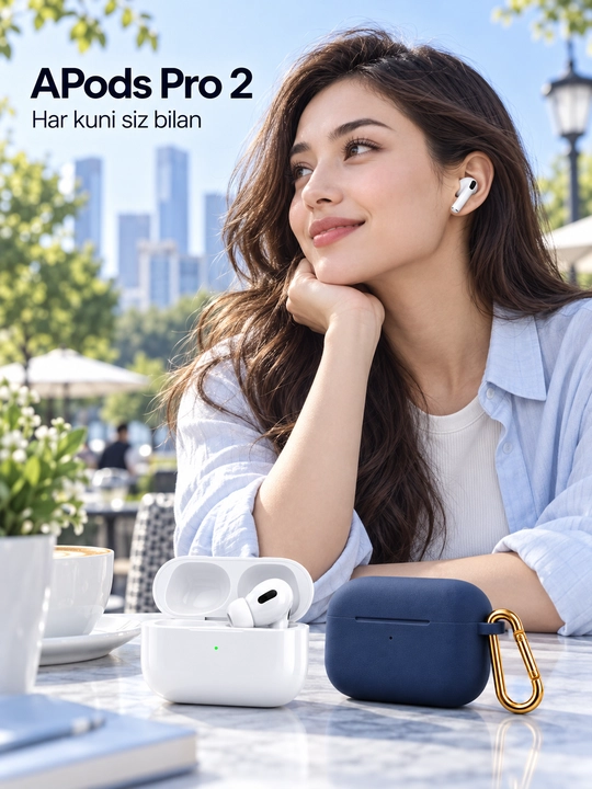 APods Pro 2 simsiz quloqchin, zaryadlash qutisi va bonus chexol bilan