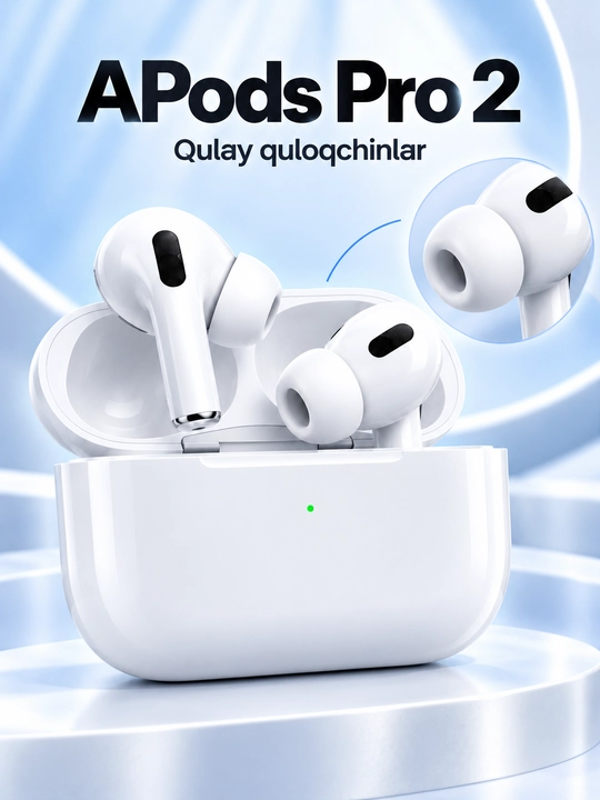 APods Pro 2 simsiz quloqchin, zaryadlash qutisi va bonus chexol bilan