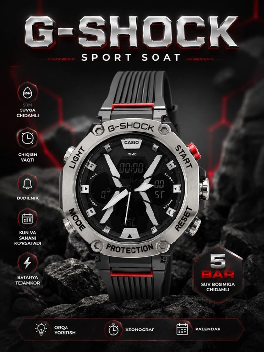 Erkaklar sport qo‘l soati, elektron-kvarsli - 