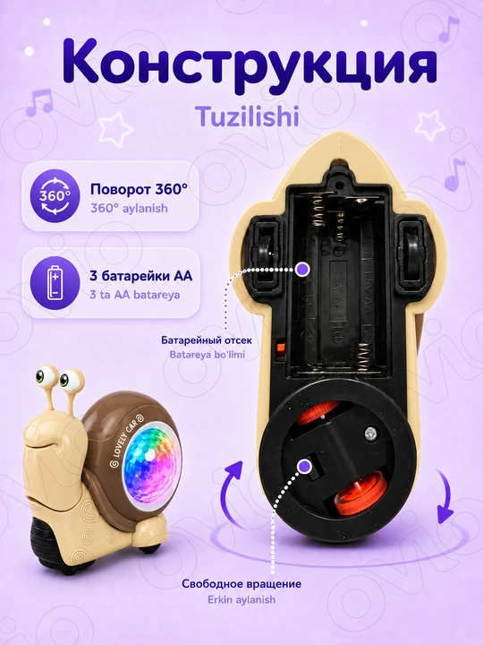 Kichkintoylar uchun interaktiv, musiqiy rivojlantiruvchi o‘yinchoq-chig‘anoq