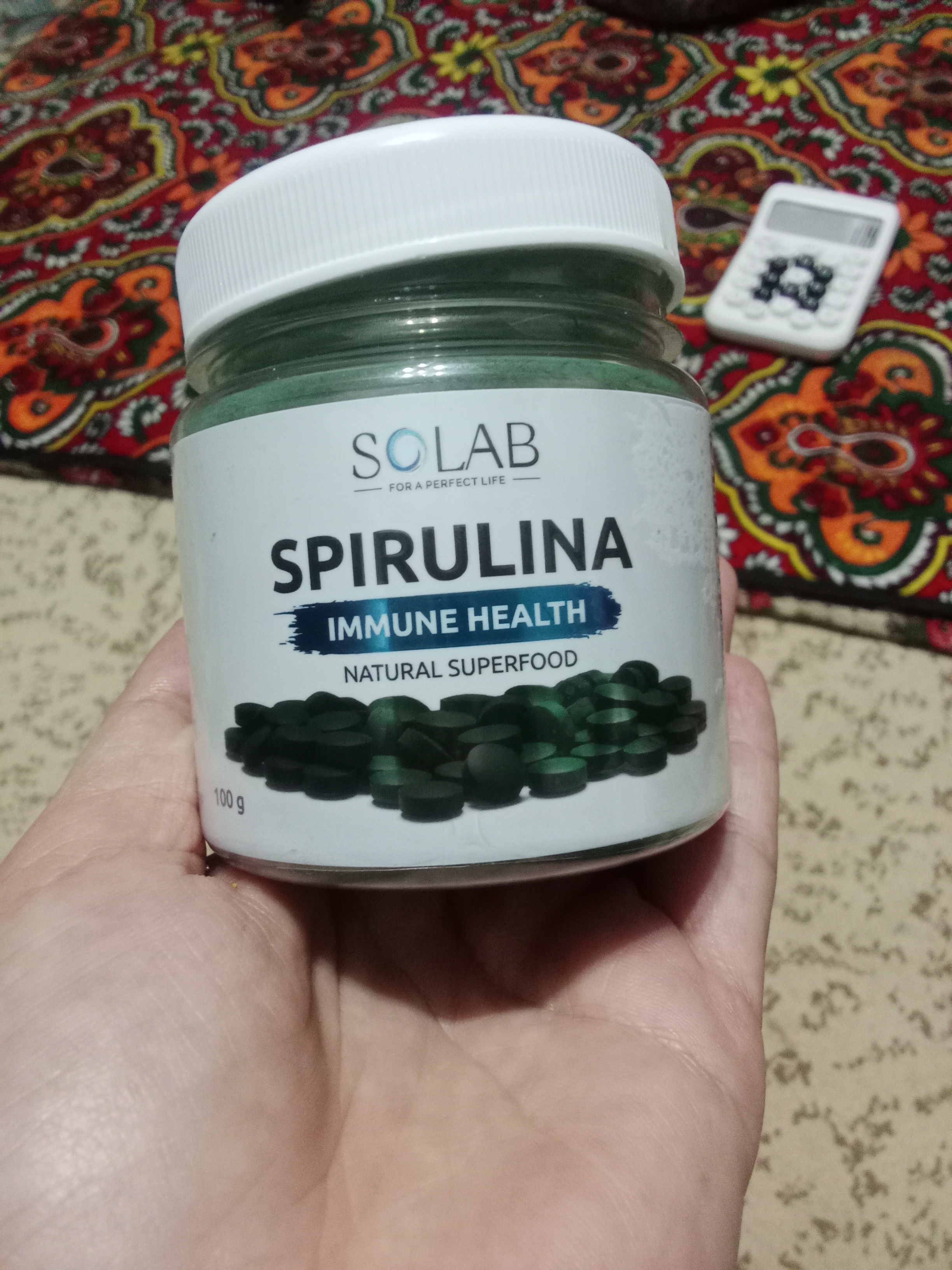 Spirulina tabletkalarda, SOLAB, 100 g, 200 dona