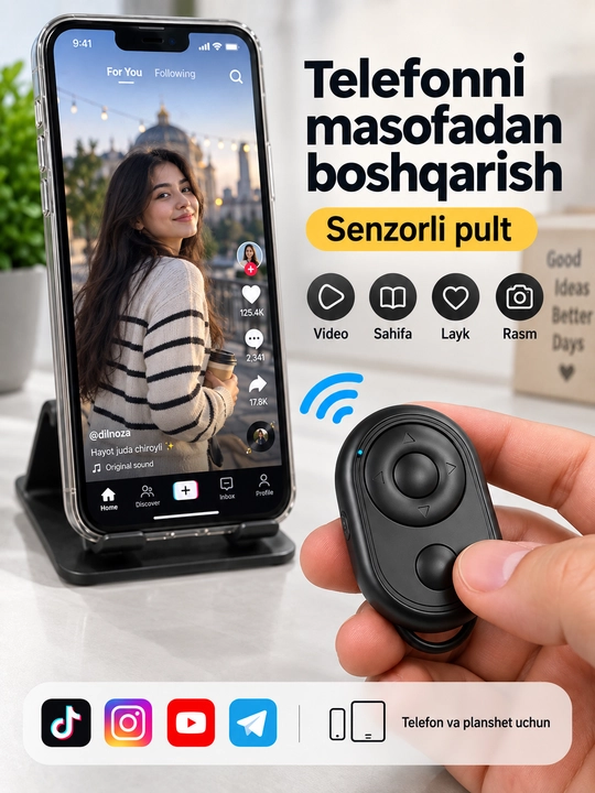 Bluetooth-пульт для телефона K1 для селфи-фото-видео и удаленного управления страницами - 