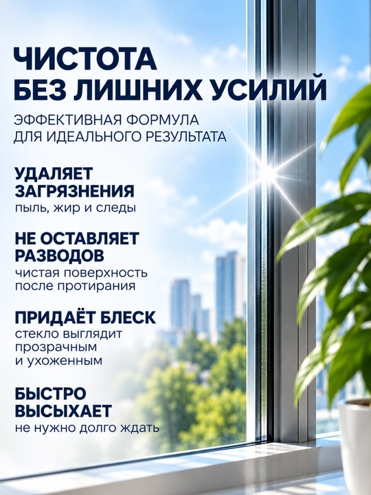 Средство для стекол Wallner, 500 мл, без разводов, для окон и зеркал