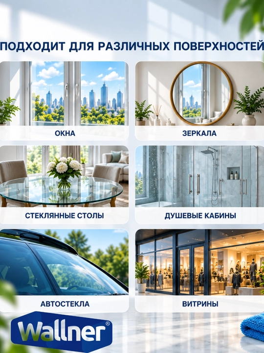 Средство для стекол Wallner, 500 мл, без разводов, для окон и зеркал